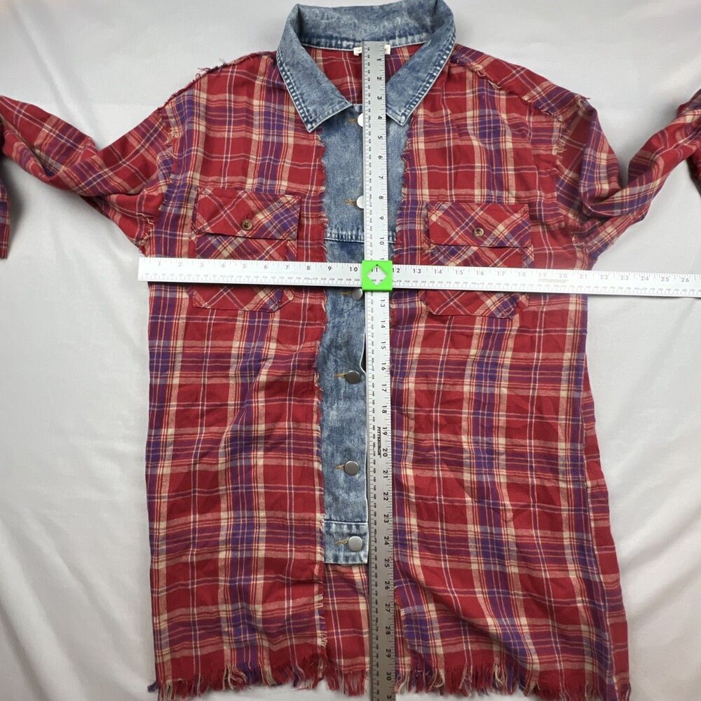 Andthewhy Denim Plaid Mashup Festival Shirt Small - Picture 3 of 6